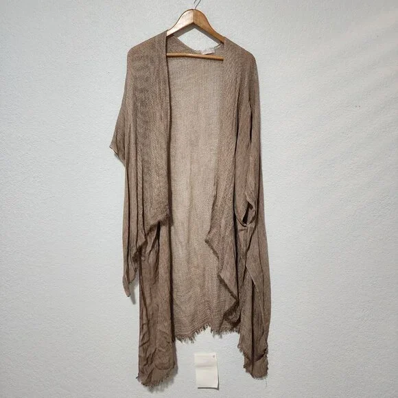 Free People All Tous Open Front Minimalist Kimono Neutral Beach Vacation Wear - Picture 3 of 11